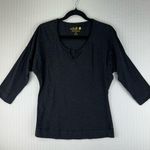 Lole  3/4 Sleeve Blouse Women’s Size Medium Black Heather Charcoal Gray Shirt Photo 0