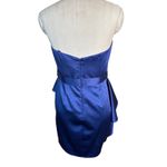 NWT y2k ABS Satin Strapless Cocktail Mini Peplum Dress in Blue Size 10 Photo 2