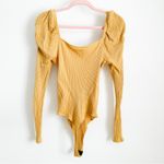 May pink Marigold Yellow Ribber Puff Sleeve Bodysuit Sz Medium Photo 2