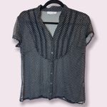 Dress Barn Y2K sheer stand collar polka dot blouse Photo 0