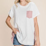 NWT Cotton Bleu by Nu Label Contrast Striped Short Sleeve T Photo 0