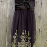 A.P.N.Y. Women's Brown Empire‎ Waist Brown Gold Size 12 Fall Mesh Satin Fairy Photo 0