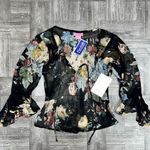 she's cool NEW Vintage Sheer Black Top Size Medium Photo 0