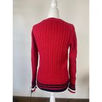 Tommy Hilfiger Vintage 100% Cotton Red Classic Striped Cable Knit Sweater Size S Photo 3