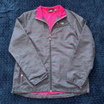 New Balance ‎ Women's Hooded Windbreaker Jacket Gray Pink Striped Size L Photo 0