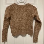Fossil  Camel Brown Marbled Cropped Merino Wool Silk Blend Cable Knit Sweater Photo 5