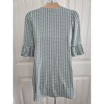 Reborn Green & White Houndstooth Babydoll Dress Bell Sleeves Sz L Size L Photo 8