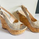 Casadei Ayers Snakeskin Cork Slingback Wedge Sandals Sz 41 Photo 9