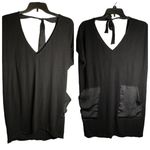 Lou & grey Women's Black Linen Blend Tie Back Pockets Shift Dress Small *Pinhole Photo 1