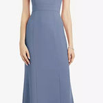 After Six Dress Womens 8R Larkspur Blue V Neck Keyhole Crepe Trumpet Gown 6821 Photo 0