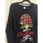 Womens 3XL Black Christmas Grandma Pajama Shirt Festive Gnome Print Short Sleeve Size 3X Photo 1