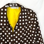 Susan Graver Large Jacket Brown White Polka Dot Blazer Yellow Lined Ruched 1198 Photo 3