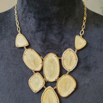 Women's Statement Gold Necklaces With Cream Gemstones And Lobster Claw Lock Yellow Photo 0
