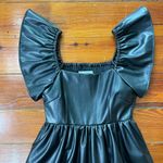 Olivia James the Label Black Brooke Faux Leather Flutter Sleeve Dress Photo 12