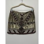 Alice + Olivia Elana Sequin Beaded Gold Embellished Mini Skirt Size 8 Photo 3