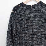ZARA | TRF Collection Black White Tweed Shift Dress Gold Buttons Mini | Medium Photo 7