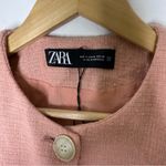 ZARA Pink Textured Button-Front Crop Blazer Size Medium Photo 3