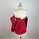 Theory  Laureema Off The Shoulder Light Poplin Top in Crimson Red Photo 7