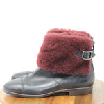 UGG  Inez‎ Boots Womens 7 Black Maroon Leather Ankle Sherling Buckle Adjustable Photo 4