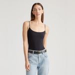 Quince NWOT Cami Second Skin Black Bodysuit Sz XS Adjustable Strap Photo 2