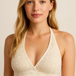 Free People Women's  XS Beige Lace Halter Bralette Photo 0