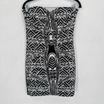 NWT 2B Bebe Sasha Tribal Sequin Strapless Black & White Mini‎ Dress Size Medium Photo 1
