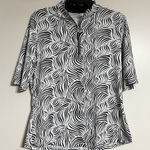 Tail White Label Women's Large Golf Pickleball Top Black White Print 1/4 Zip Photo 0