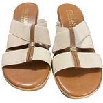 Italian Shoemaker Slip On Wedge Sandals SZ 7 Beige Flex Strap Open Toe Tan Photo 0