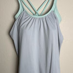 Athleta Women Size Medium Grey & Mint Green Energize Strappy Bra Tank Top Photo 0
