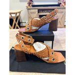 Maje NEW In Box Ferma Eyelet-embellished Leather Sandals In Camel sz 41 / 10.5 Photo 8
