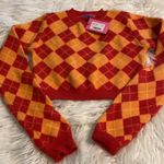 Edikted  Red and Orange Argyle Sweater-so soft cropped length 14” bust 28” Photo 10
