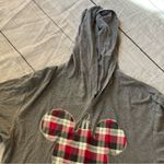 Disney  Parks Disneyland size medium gray long sleeve hooded T-shirt plaid Mickey Photo 3