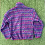 Vintage 90s LL Bean Purple Printed Fleece Zip Up Sweater, Size Medium Pink Photo 2