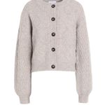 Topshop Cable Knit Button Up Sweater - Taupe Size 0-2 Photo 1