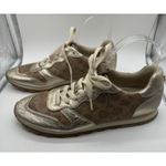 Coach  C118 Runner Womens Size 8.5‎ Gold Brown Monogram Metallic Lace Up Sneakers Photo 5