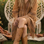 Bata Boots Lavorazione Artigiana Italian Laser Cut‎ Boho Western Leather 40 Brown Size 9 Photo 0