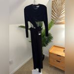 Mac Duggal  NWT Black Long Sleeve‎ Cutout Detail High Slit Jersey Gown Size 0 Photo 3