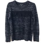 Banana Republic  Black Gray Fringe Wool Blend Knit Long Sleeve Sweater XS Photo 0