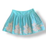 Theme women’s light‎ blue embroidered ruffled silk cotton mini skirt size Large Photo 3