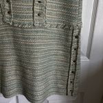 ZARA  Tweed Gold Metallic Sleeveless Square-Neck Mini Dress XS Mint Green Photo 3