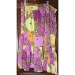 Unique Vintage EUC 3X 20  Pink Yellow Floral Midi Ruffle Skirt Photo 1