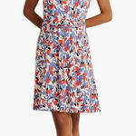 Ralph Lauren Lauren Womens Jersey Printed Fit & Flare Dress Blue Size 12 Photo 0