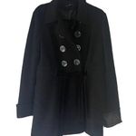 Anthropologie  Hazel Women's Size Large Black Wool Blend Double Breasted Pea Coat Photo 0
