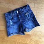 American Eagle  Blue Distressed Low Rise Denim Jean Shorts Size 4 Photo 1