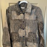 Rebecca Malone  blue color block jacket with pink paisley-like embroidered detail Photo 1