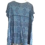 Kenar  Size 2X Paisley Blue and White V Neck Blouse Photo 8