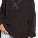 Free People  We The Free Come Again Long Sleeve Cotton  Sweater In Black / Gray M Photo 0