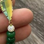 Erimish Vintage  Signed Green Jade Beaded Glass Women’s Stretch Bracelet Sz 7 Photo 1