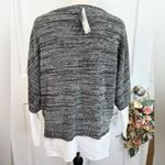Chelsea & Theodore Sweater Grey Size L White Layered Top Semi Sheer Hem Black Size L Photo 12