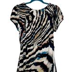 Valerie Stevens Abstract Print Pleated Neck Short Sleeve Blouse Photo 5
